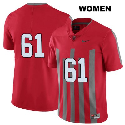 Women's NCAA Ohio State Buckeyes Gavin Cupp #61 College Stitched Elite No Name Authentic Nike Red Football Jersey BN20A27CJ